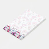 Elegance kleurenbloemen patroon op blauw post-it® notes (Schuin)