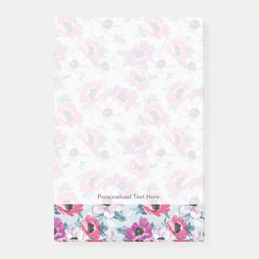 Elegance kleurenbloemen patroon op blauw post-it® notes (Voorkant)