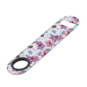 Elegance kleurenbloemen patroon op blauw speed flessenopener (Voorkant Gekanteld)