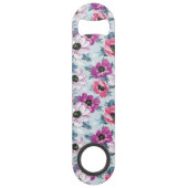 Elegance kleurenbloemen patroon op blauw speed flessenopener (Achterkant)