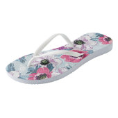 Elegance kleurenbloemen patroon op blauw teenslippers (Schuin)