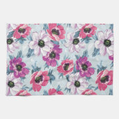 Elegance kleurenbloemen patroon op blauw theedoek (Horizontaal)