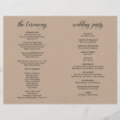 Elegance Kraft Wedding Ceremonie, Foldable Program (Achterkant)