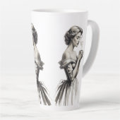  Elegance Lady Cup – Romantische Sketch Art wi Latte Mok (Rechterhoek)