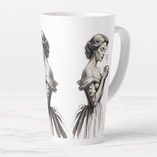  Elegance Lady Cup – Romantische Sketch Art wi Latte Mok (Rechterhoek)