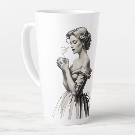  Elegance Lady Cup – Romantische Sketch Art wi Latte Mok (Linkerhoek)