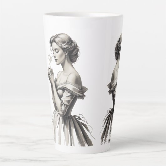  Elegance Lady Cup – Romantische Sketch Art wi Latte Mok (Voorkant)