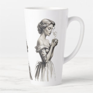  Elegance Lady Cup – Romantische Sketch Art wi Latte Mok