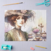  Elegance Lady in Pet op Tea Party Tissuepapier (Craft)