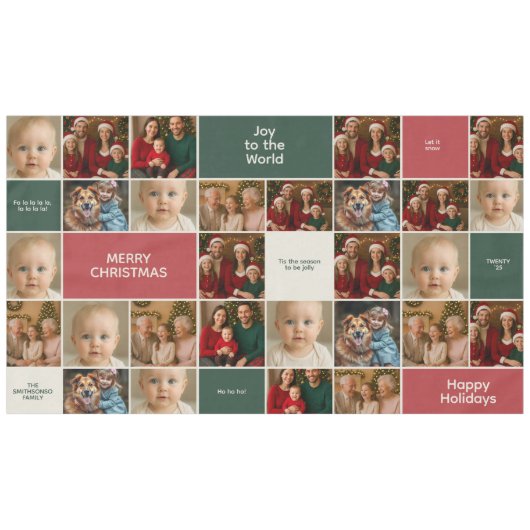 elegance LARGE family all Photos collage Christmas Tafelkleed (Voorkant (Horizontaal))