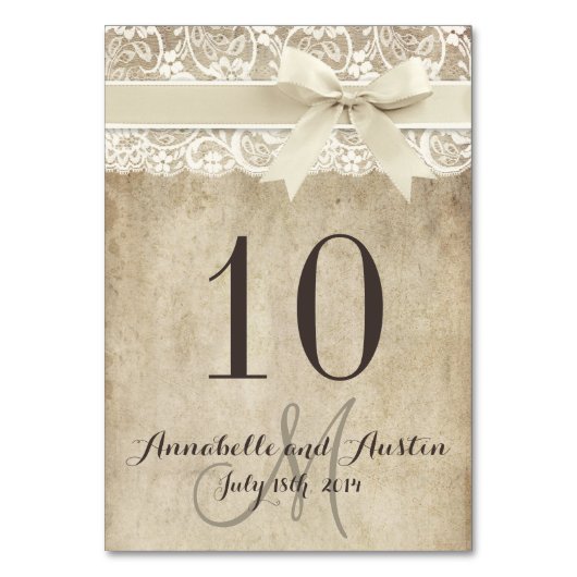  Elegance lint op kant Trouwtafel Kaart (Voorkant)