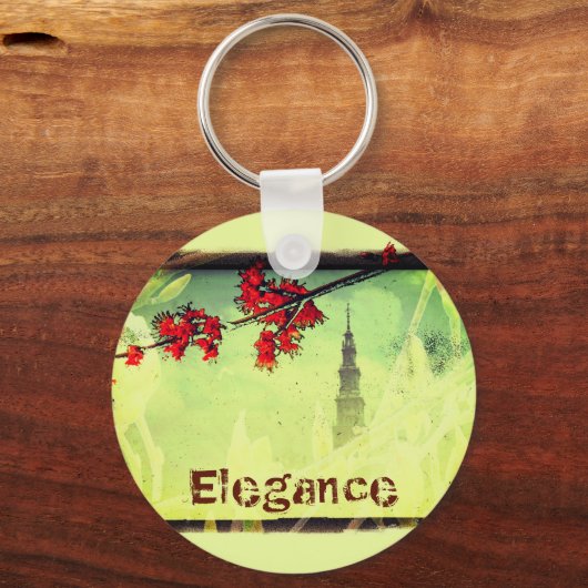 Elegance Mapple Flowers and Tower Sleutelhanger (Voorkant)