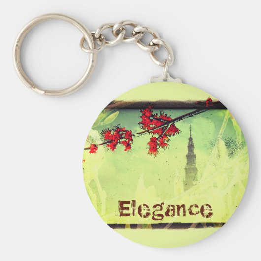 Elegance Mapple Flowers and Tower Sleutelhanger (Voorkant)