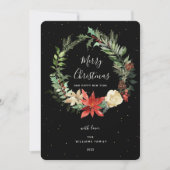 Elegance Merry kerst Wreath Black Golden Card Bedankkaart (Voorkant)
