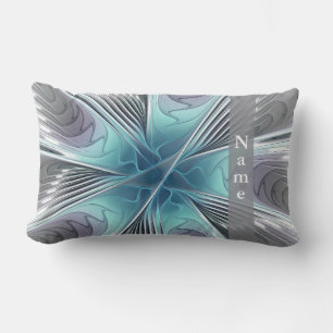 Elegance Modern Art Blue Grey White Flower Kussen