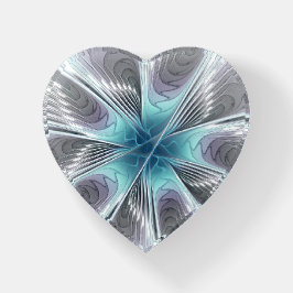 Elegance Modern Blue Grey Fractal Art Flower Heart