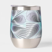 Elegance Modern Blue Grey White Fractal Art Flower (Rechts)