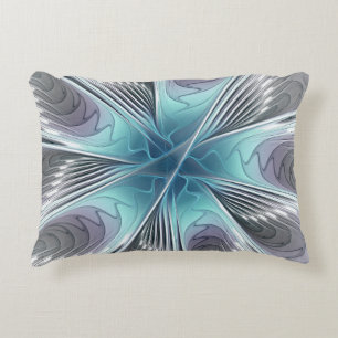 Elegance Modern Blue Grey White Fractal Art Flower Accent Kussen