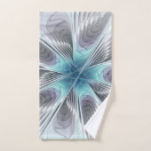 Elegance Modern Blue Grey White Fractal Art Flower Bad Handdoek (Handdoek)