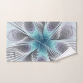 Elegance Modern Blue Grey White Fractal Art Flower Bad Handdoek (Handdoek)