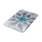 Elegance Modern Blue Grey White Fractal Art Flower Badmat (Gekanteld)