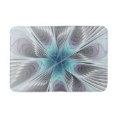 Elegance Modern Blue Grey White Fractal Art Flower Badmat (Voorkant)