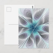 Elegance Modern Blue Grey White Fractal Art Flower Briefkaart (Voorkant / Achterkant)