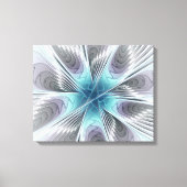 Elegance Modern Blue Grey White Fractal Art Flower Canvas Afdruk (Voorkant)