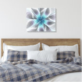 Elegance Modern Blue Grey White Fractal Art Flower Canvas Afdruk (Insitu (Slaapkamer))
