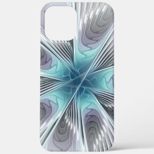 Elegance Modern Blue Grey White Fractal Art Flower Case-Mate iPhone Case
