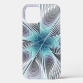 Elegance Modern Blue Grey White Fractal Art Flower Case-Mate iPhone Case (Achterkant)
