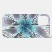 Elegance Modern Blue Grey White Fractal Art Flower Case-Mate iPhone Case (Achterkant (horizontaal))