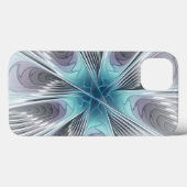 Elegance Modern Blue Grey White Fractal Art Flower Case-Mate iPhone Case (Achterkant (horizontaal))