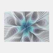 Elegance Modern Blue Grey White Fractal Art Flower Deurmat (Voorkant)