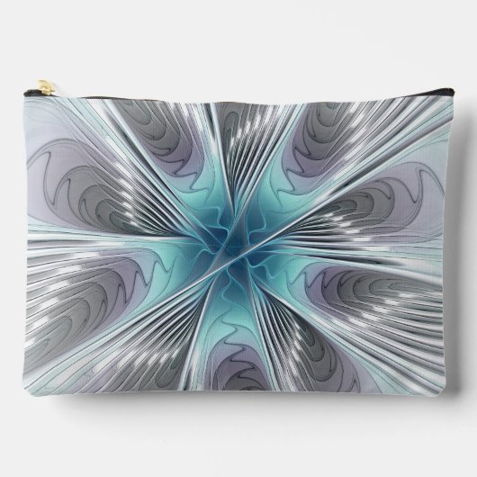Elegance Modern Blue Grey White Fractal Art Flower Etui (Voorkant)