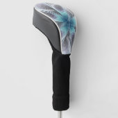 Elegance Modern Blue Grey White Fractal Art Flower Golfheadcover (Schuin)