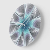 Elegance Modern Blue Grey White Fractal Art Flower Grote Klok (Hoek)