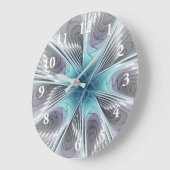 Elegance Modern Blue Grey White Fractal Art Flower Grote Klok (Hoek)