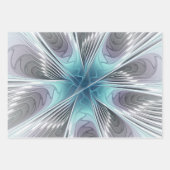 Elegance Modern Blue Grey White Fractal Art Flower Inpakpapier Vel (Voorkant)