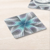 Elegance Modern Blue Grey White Fractal Art Flower Kartonnen Onderzetters (Schuin)