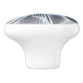 Elegance Modern Blue Grey White Fractal Art Flower Keramische Knop (Zijkant)