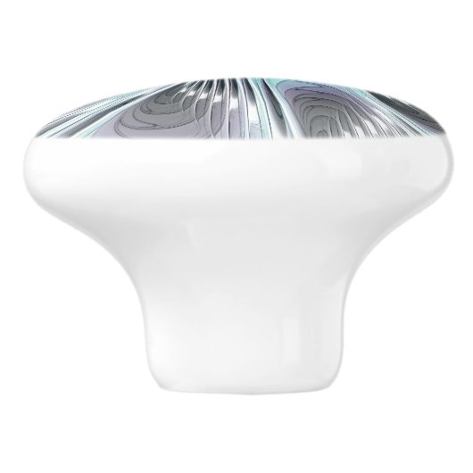 Elegance Modern Blue Grey White Fractal Art Flower Keramische Knop (Zijkant)