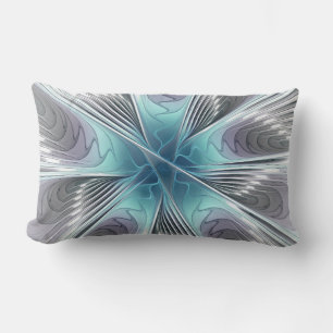 Elegance Modern Blue Grey White Fractal Art Flower Kussen