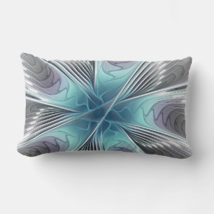 Elegance Modern Blue Grey White Fractal Art Flower Kussen