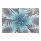 Elegance Modern Blue Grey White Fractal Art Flower Kussensloop (Achterkant)