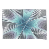 Elegance Modern Blue Grey White Fractal Art Flower Kussensloop (Voorkant)