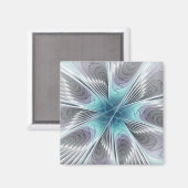 Elegance Modern Blue Grey White Fractal Art Flower Magneet (Voorkant / Achterkant)
