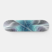 Elegance Modern Blue Grey White Fractal Art Flower Persoonlijk Skateboard (Horizontaal)