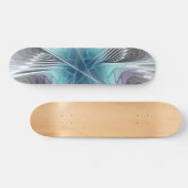 Elegance Modern Blue Grey White Fractal Art Flower Persoonlijk Skateboard (Horizontaal)