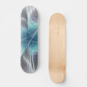 Elegance Modern Blue Grey White Fractal Art Flower Persoonlijk Skateboard (Voorkant)